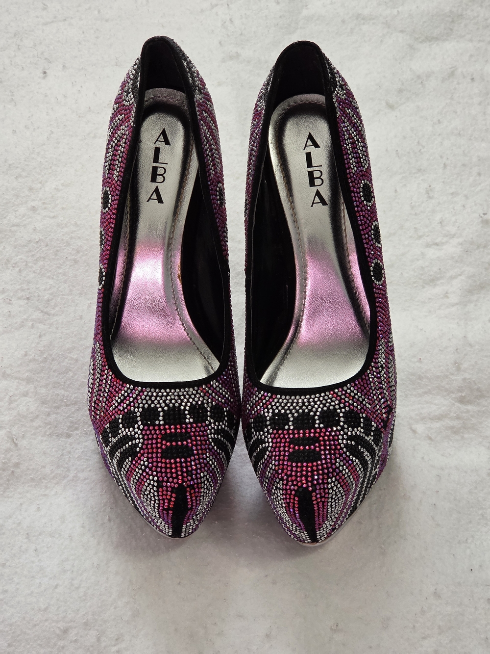 ALBA Hot Pink & Black Rhinestone Embellished Platform Stiletto Pumps